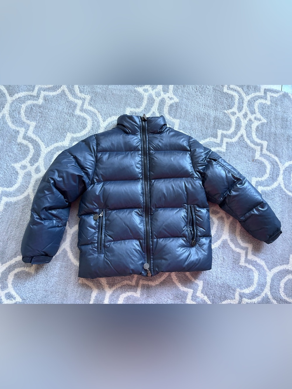 Moncler Kids Size 8 Puffy Winter Jacket Navy Blue